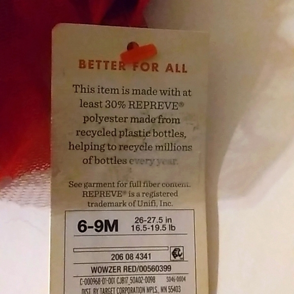 NWT☆CAT & JACK☆Baby Girl Wowzer Red Long Sleeve Heart Romper outfit - Picture 6 of 12